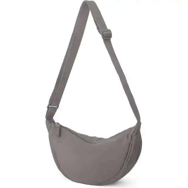 Nylon Crescent Dumpling Banana Bag Women Men Small Daypack Sling Shoulder Crossbody Messenger Bag with Adjustable Strap