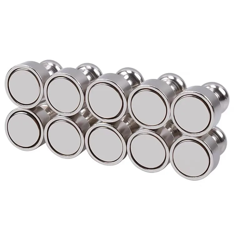 Super Strong Magnetism Fridge Magnet Magnetic Push Pin With Nickel Chrome Epoxy Color Coating For Office