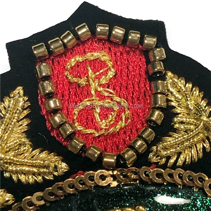 Best Quality Hand Embroidery Blazer Badge Crown embroidered patch for the hat / appliques for clothes / sequin badges