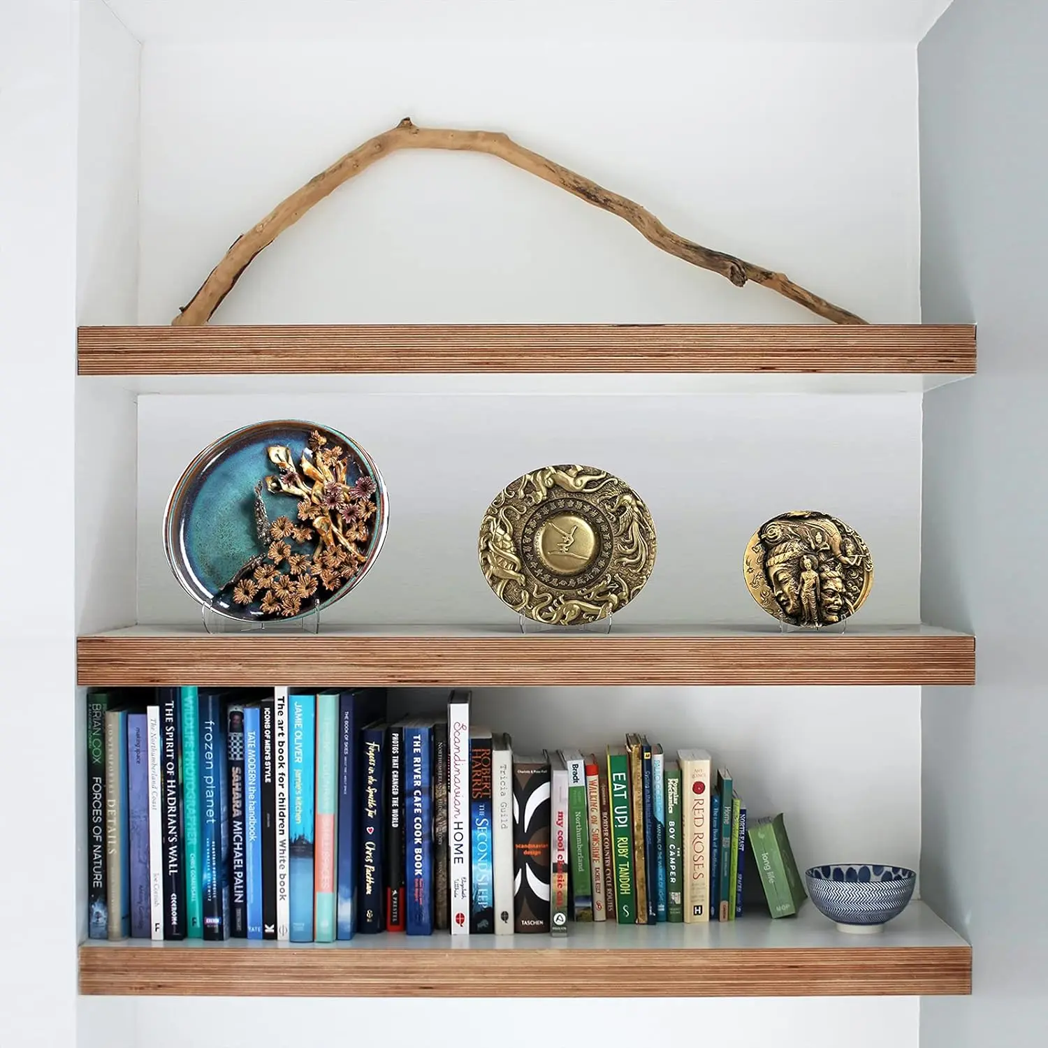 2pcs acrylic flat bracket transparent acrylic shelf display rack with deep support frame, used for displaying photos and books