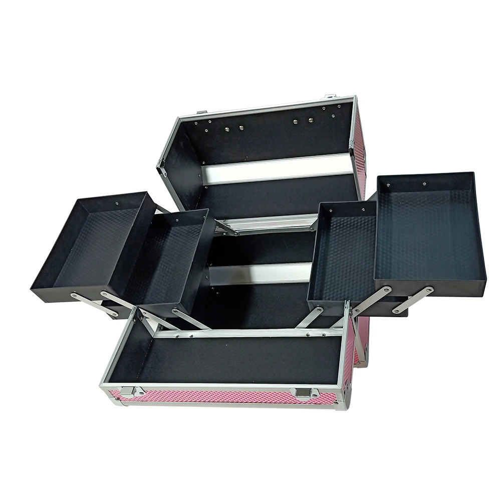 professional beauty aluminum rolling makeup case empty cosmetic storage travel box case