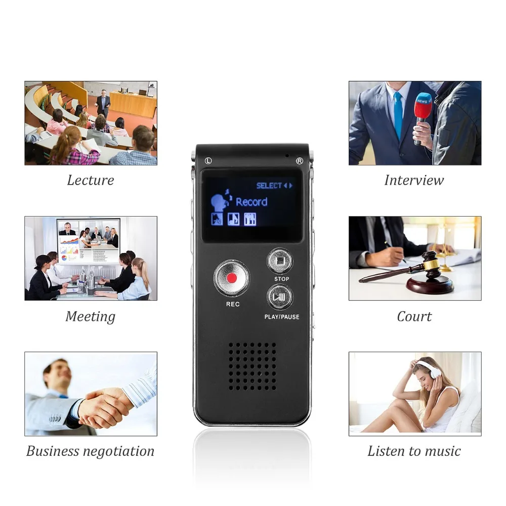 Multi - function Digital Voice 8G Professional Recorder With LCD Screen