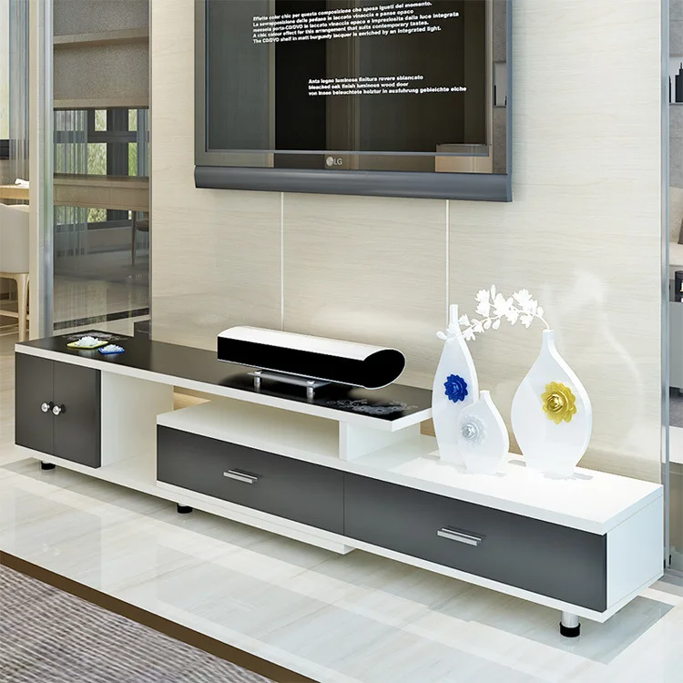 Winstar Furniture  New Tempered Glass TV Table Simple Fashion Wooden TV Cabinet With Drawer