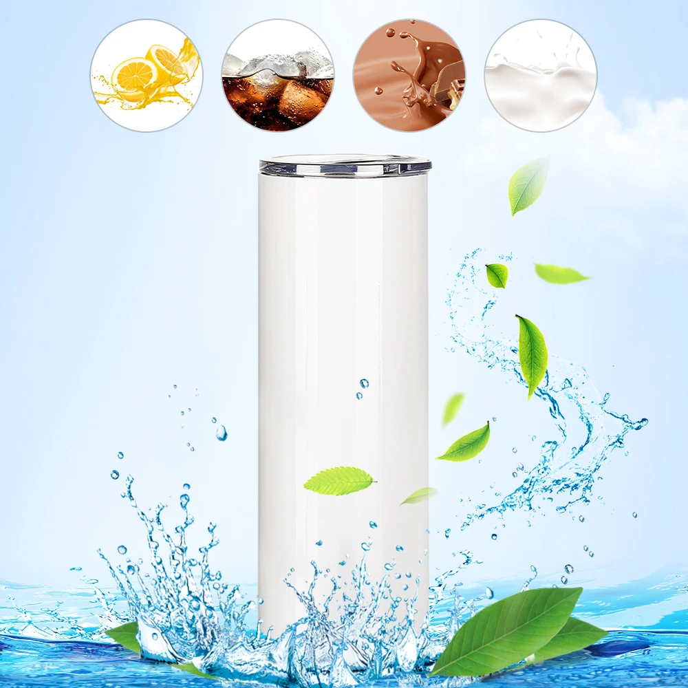 US Warehouse Stainless Steel 20oz Sublimation Tumbler Blank Heat Press Tumblers Straight Shinny Cups With Straw And Rubber