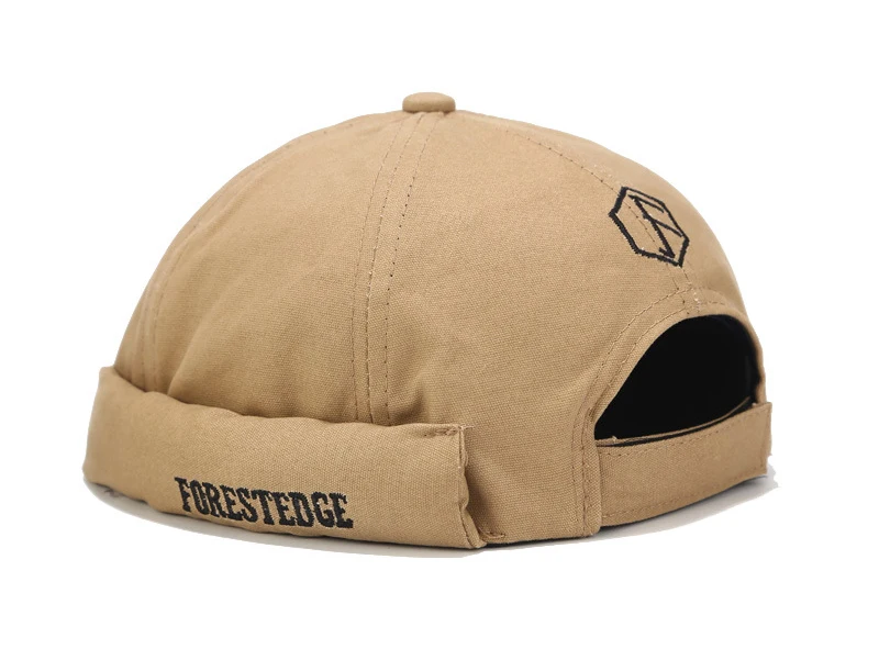 Free shipping custom logo skull  brimless caps instock wholesale denim cotton docker sailor hat soft woven brimless cap