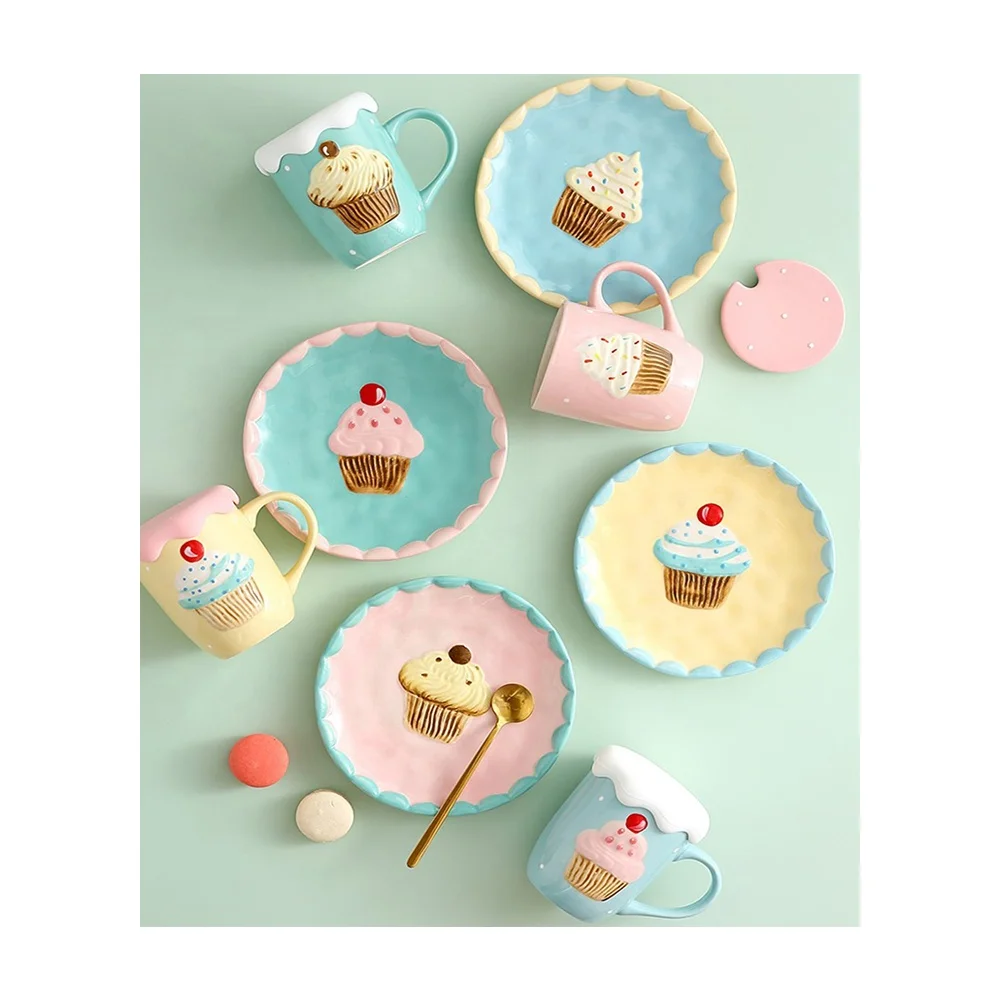 Dinnerware Set Cartoon CakeStyle Ceramic Cutlery Tableware Cute and Creative Rice Noodle Breakfast Bowl Stylish Design