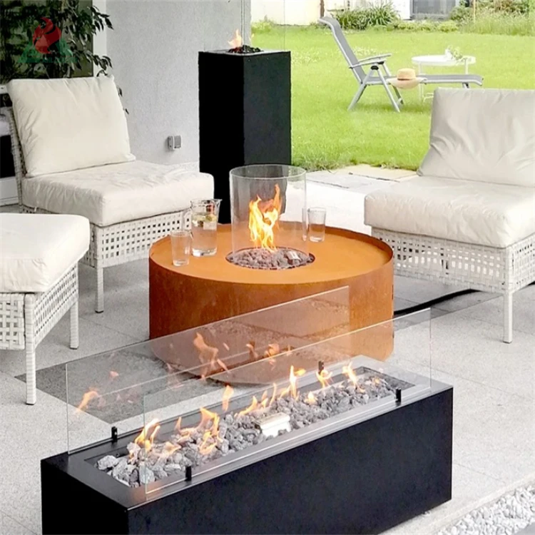 Hot sales corten gas tank outdoor gas fire pit garden gas fire pit outdoor