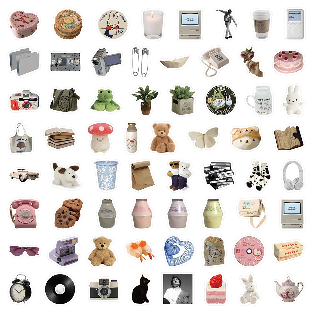 custom Korean Style Cartoon Bear Sticker Small Fresh Personality Waterproof Car Sticker Cute Graffiti Cake Beverage StickerS