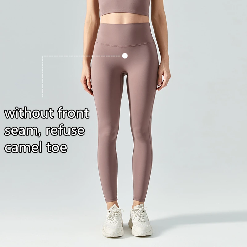 Wholesale Naked Feel Yoga Leggings No T Line Tummy Control Sport Tights Soft Women Gym Leggins Custom Logo Yoga Leggings