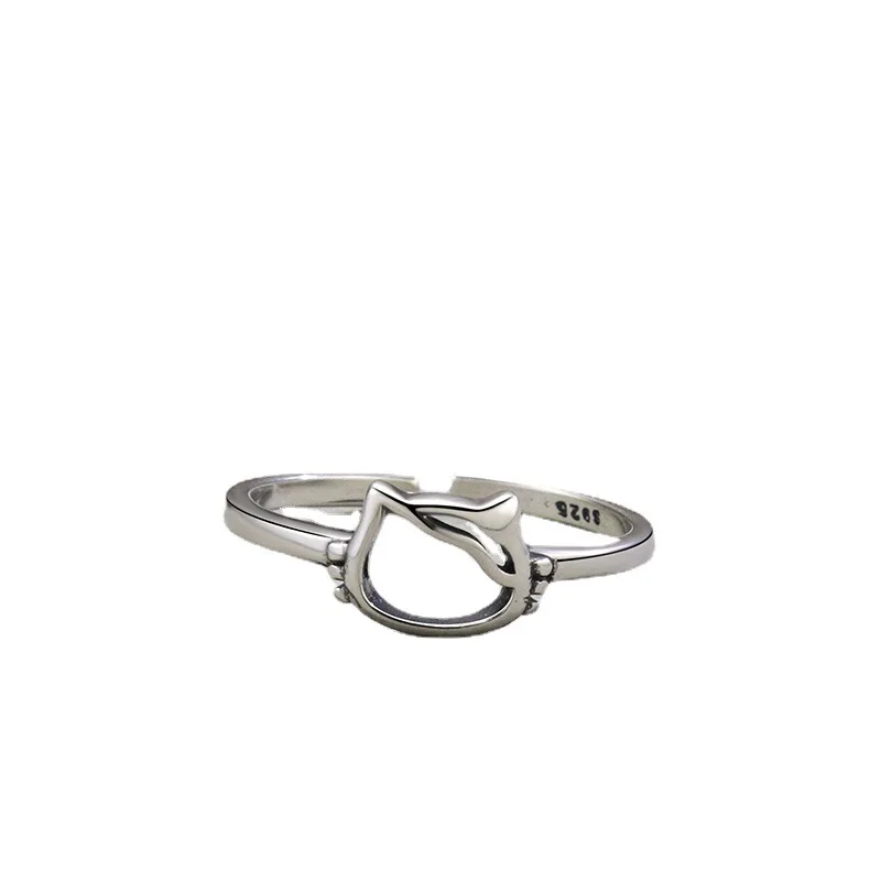 925 Sterling Silver cute cat Ring Finger band Minimalistic High Polish band Rings for Women men