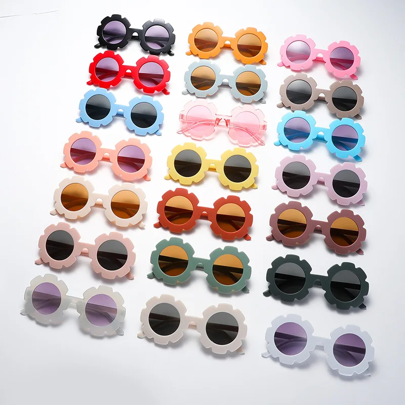 OTO 3-12 years old trendy children flower sunglasses kids round little girls with toddler kids sun glasses uv400