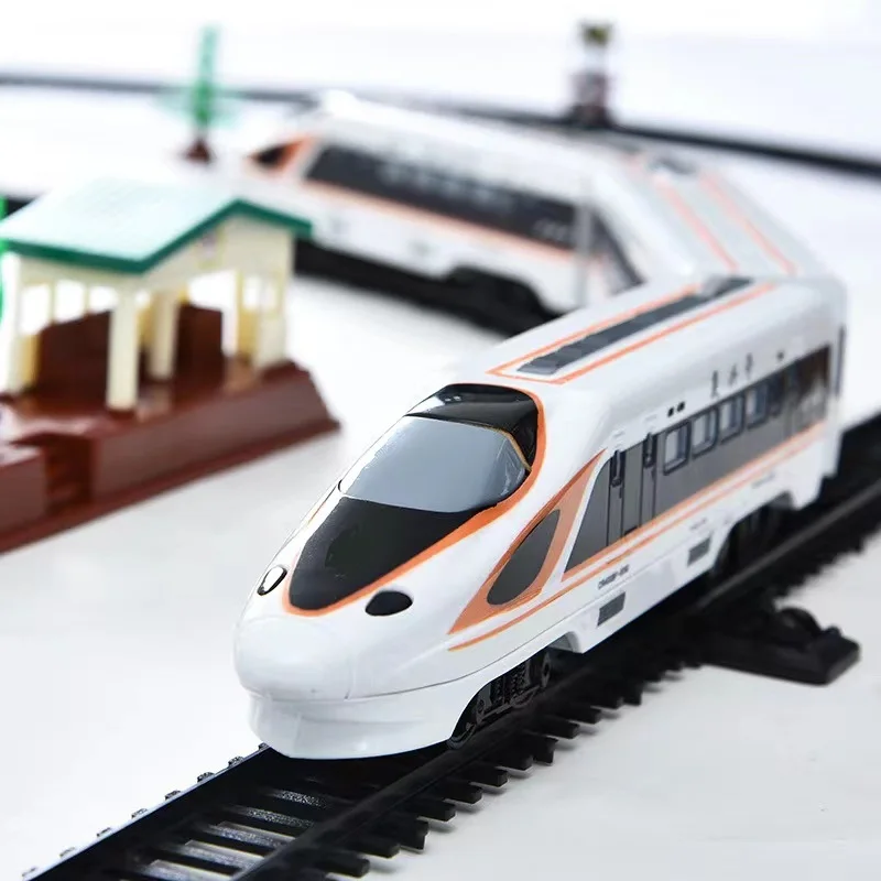 Model railway electric track train set slot toy for kids European high-speed express toy train