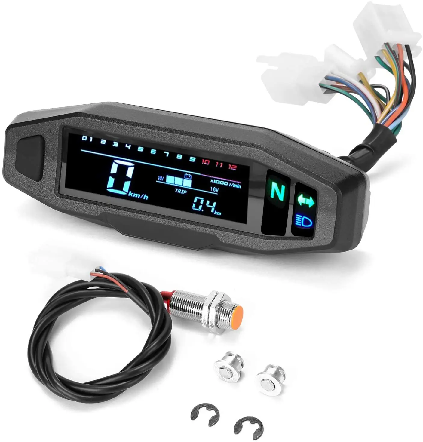 12V Universal Motorcycle Speedometer Odometer Tachometer RPM Fuel Meter Backlit LCD Digital Electric Injection Carburetor Meter