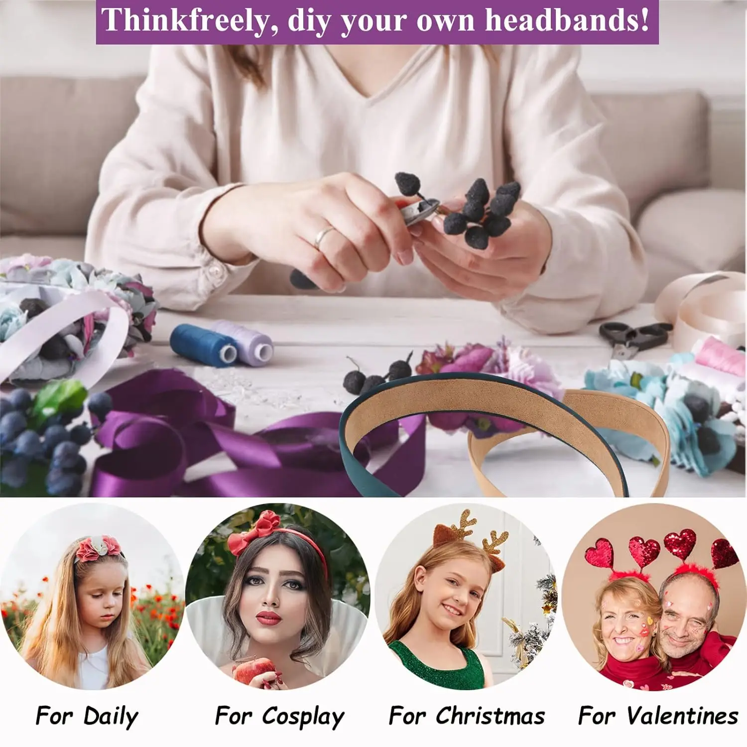 Satin Headbands 22 color Anti-slip Black Ribbon Hair Bands Plain Hard Headbands for Women Girls DIY Craft Hair Accessories