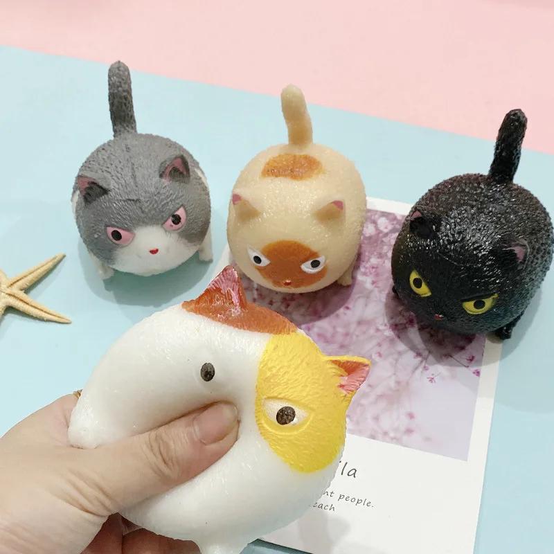 HUAMJ ODM hot sale funny pop bubble sensory squeezing anti-stress fingertip jumping angry cat soft toy squirre cup squeeze toy