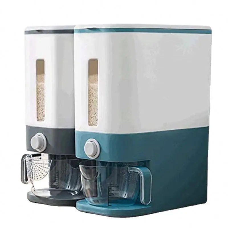 Rice Dispenser Large Sealed Grain Container Storage with Lid Measuring Cylinder Moisture Proof Household Cereal Dispenser Bucket