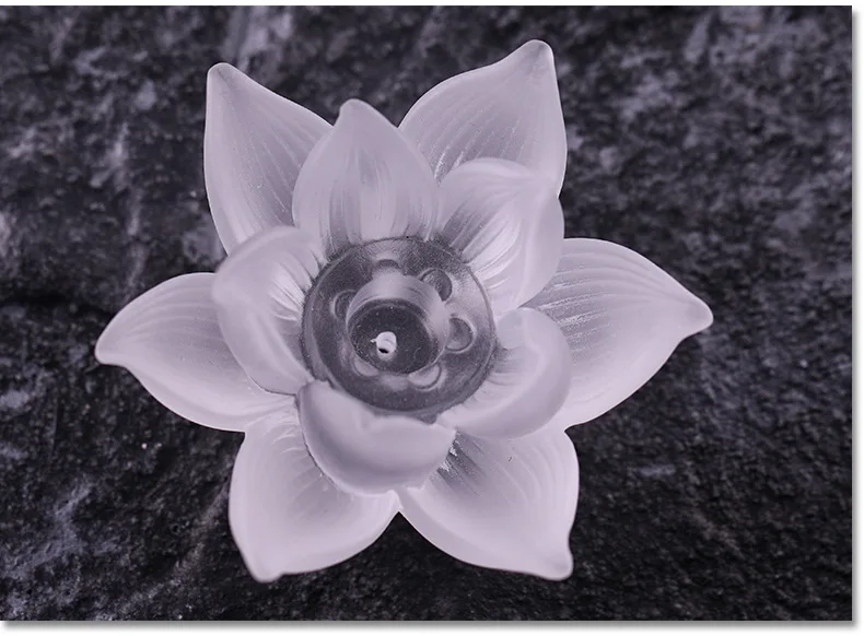 Crystal Glass Lotus Flower Shape Incense Stick Holder Burner