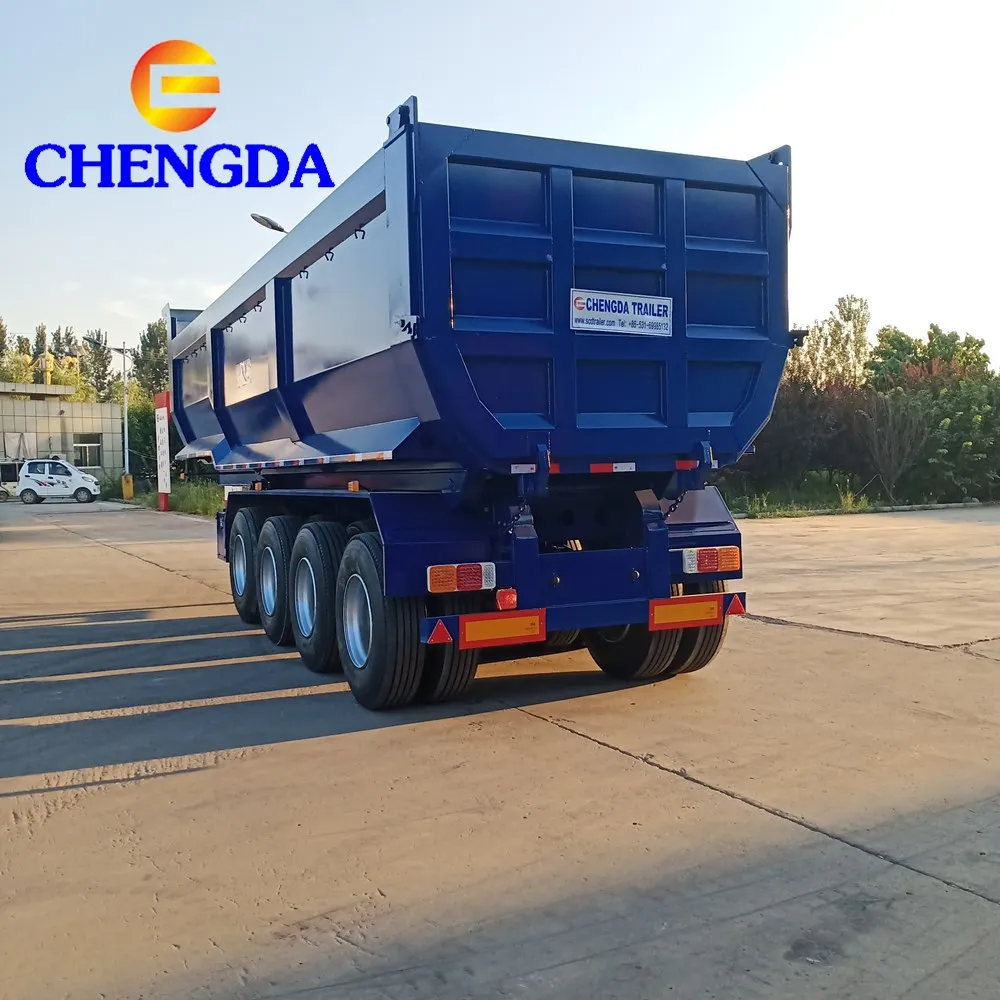 Used Tandem 50 Ton 3 Axles Hydraulic Dumper Tipping Dump Semi Trailer