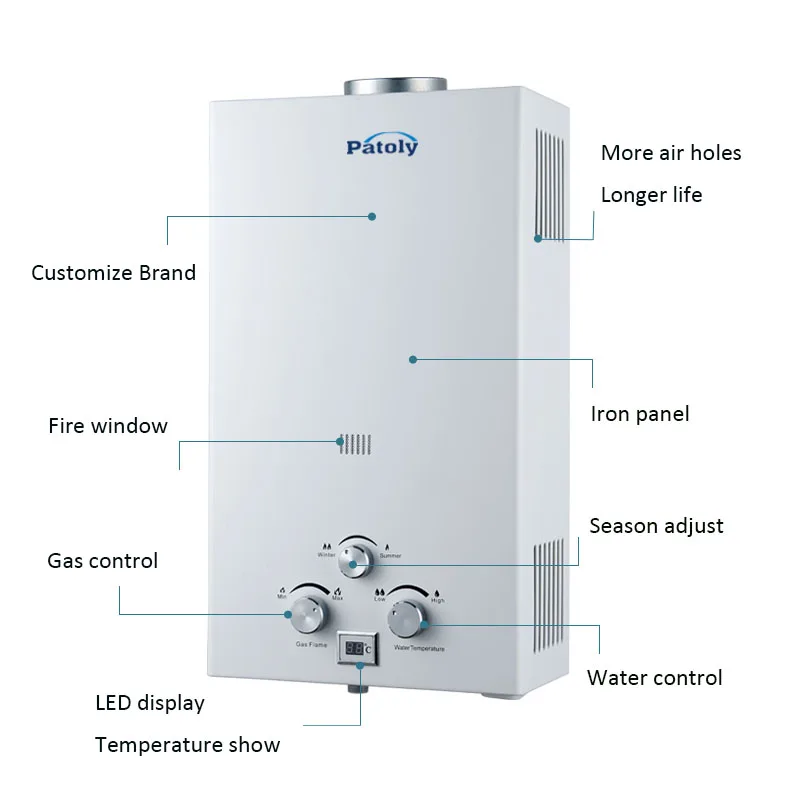 Domestic gas water heater geyser is hot type 10L12L low water pressure start