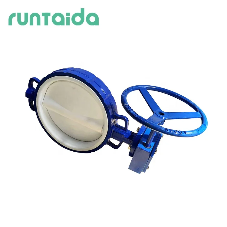 handle type Gearbox center line soft rubber seal Full PTFE lined butterfly valve