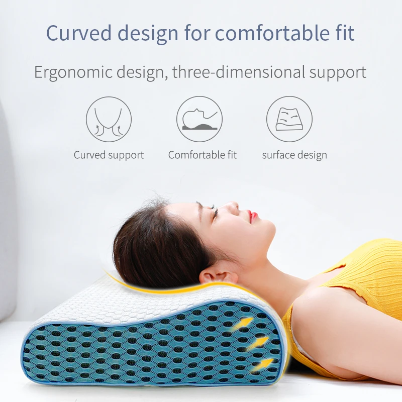 Removable cover super elastic neck care massage orthopedic latex memory foam pillow