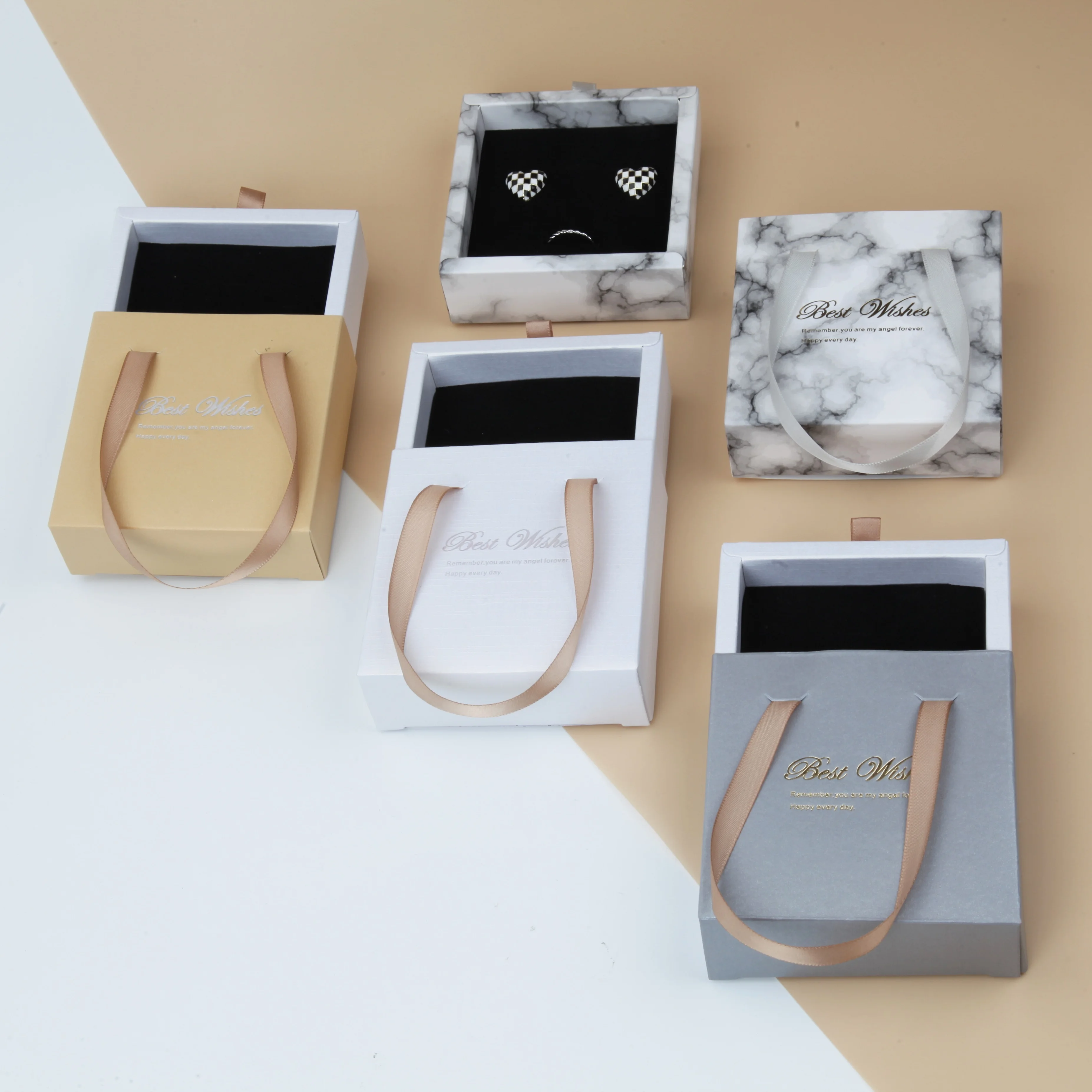 Custom paper drawer box jewelry packaging luxury paper small jewelry box packaging pull out boxes gift package for jewellery
