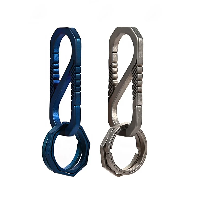 New titanium alloy carabiner keychain quick release EDC key holder with titanium key ring