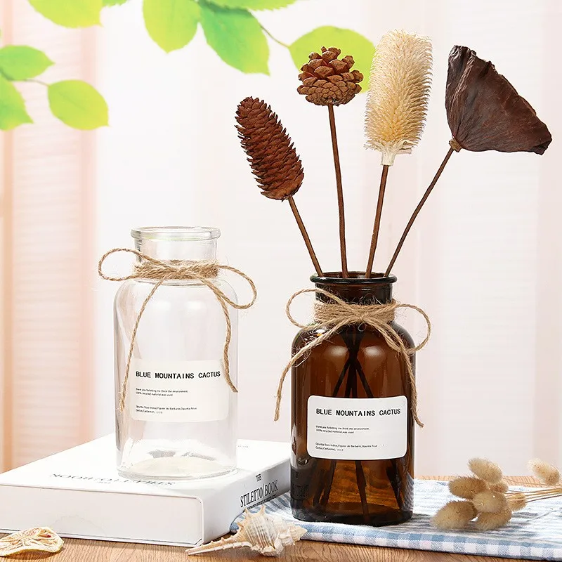 Home Decor Clear Vase Glass Vase Hot Products Custom Crystal Tabletop Vase For Home Decor Weddings Machine Made Cork