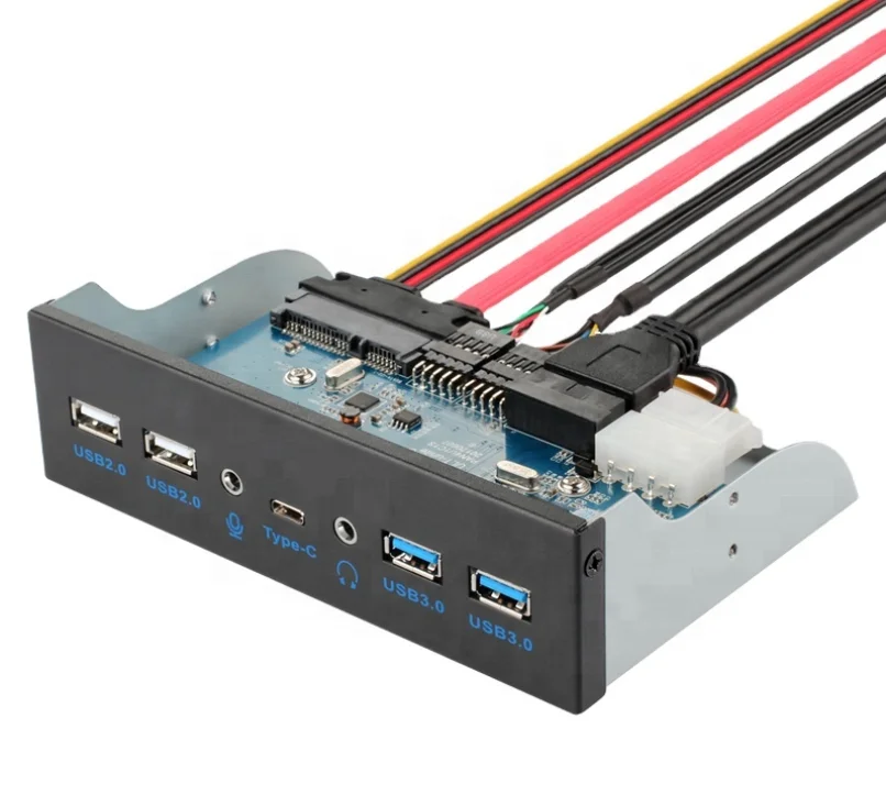 Factory Hot Sale 5.25 inch Multiport Hub 2-Port USB3.0 and USB2.0 1-Port USB Type C and HD Audio Port Front Panel