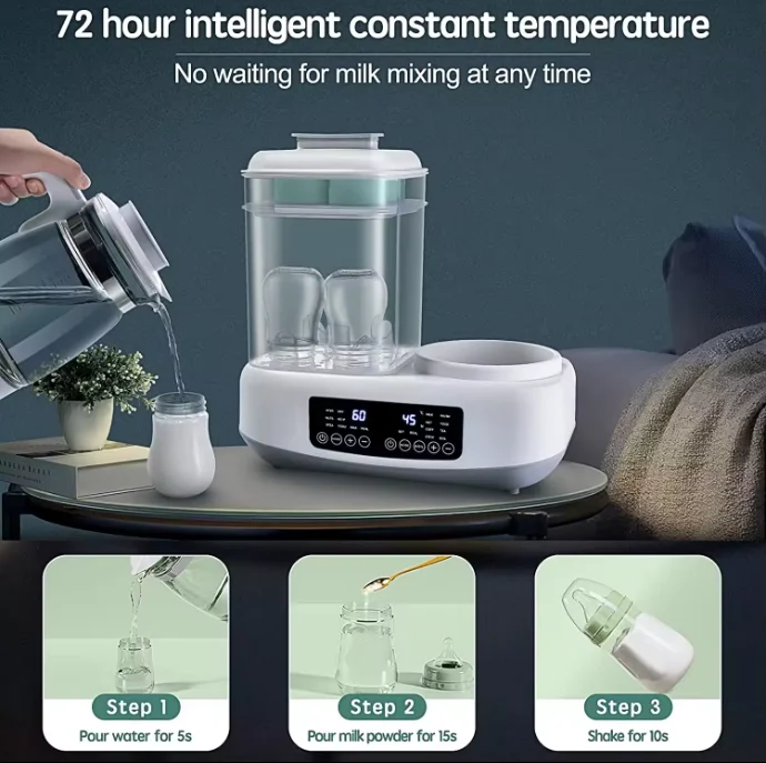 8-in-1 Multifunction with Electric steam Cleaning and Drying baby bottle heater for Quick Heating of Breast Milk Formula