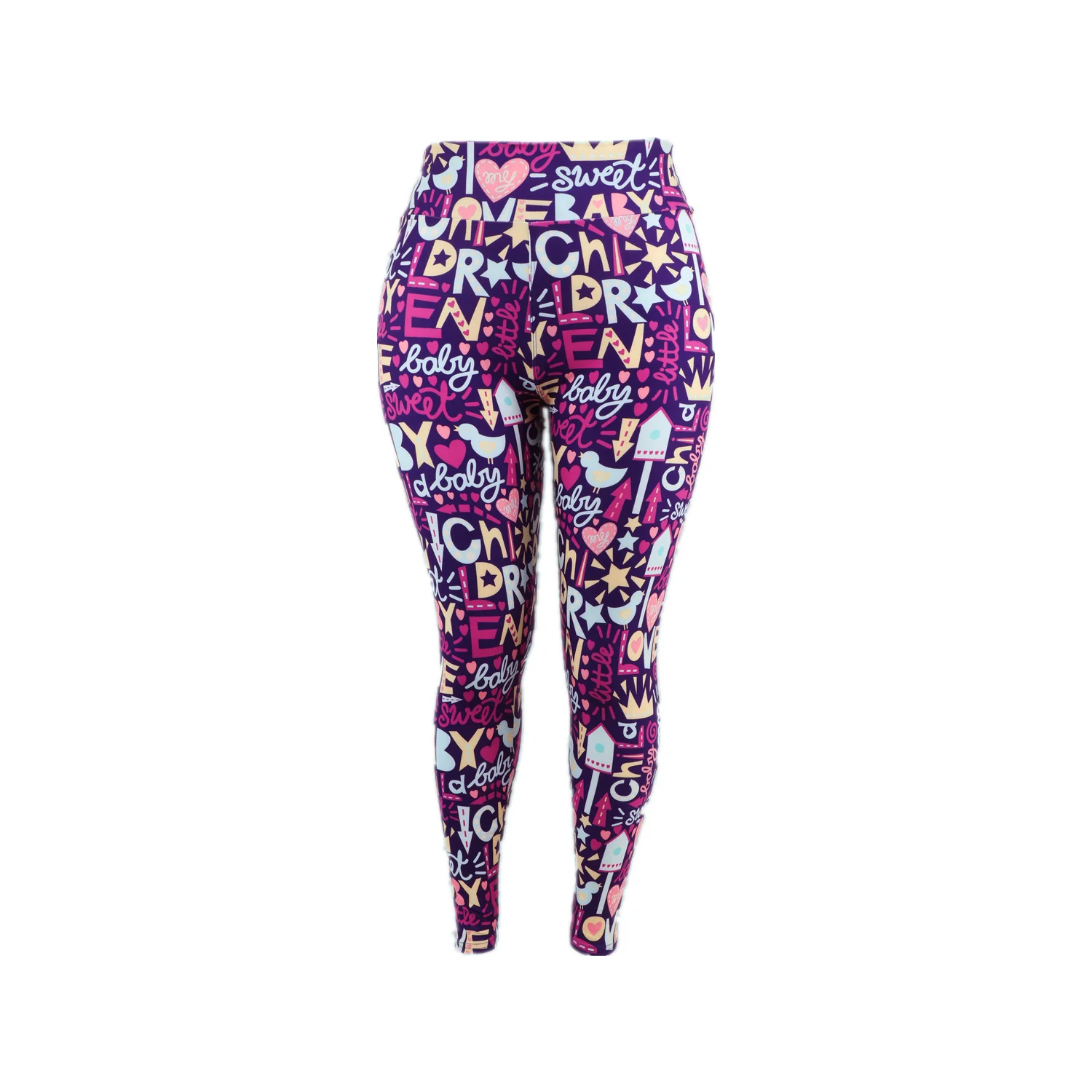 Wholesale Stretch Pants Ultra Buttery Soft Tights High Quality Fashion Women Girls Yoga Band Custom Love Baby Letters Leggings