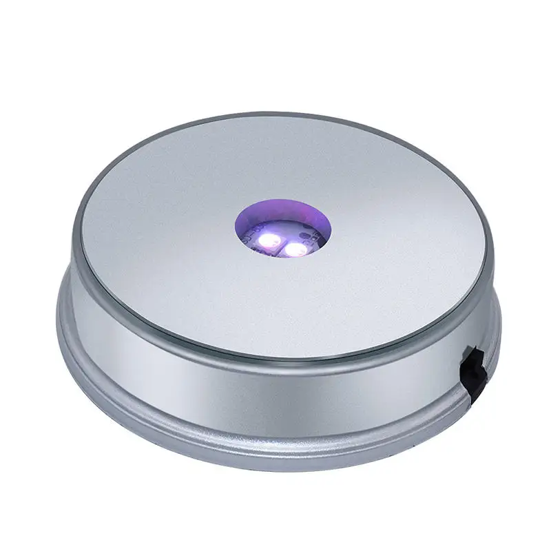 Battery powered multicolor changing 3d crystal led light display stand cheap round shape led base for crystal decoration