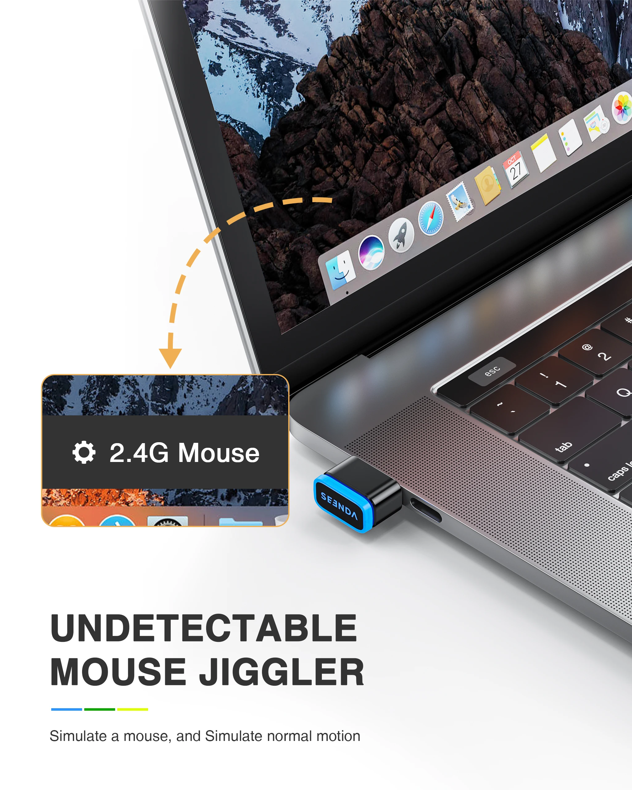Seenda DK16 Computer Accessories Undetectable Mouse Mover Keeps Computer Awake Simulate Mouse USB Mouse Jiggler