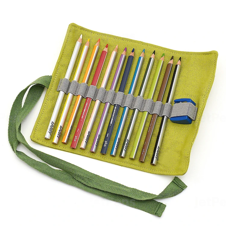 Hot Sales Stationery Storage Sketch Pencil Holder Bag Custom logo Canvas Roll up Pencil Case for Color Pencils