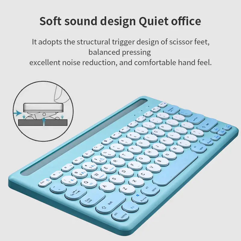 Rechargeable Three Bt Wireless keyboard 78 Keys Retro Round Keycaps Keyboard suitable