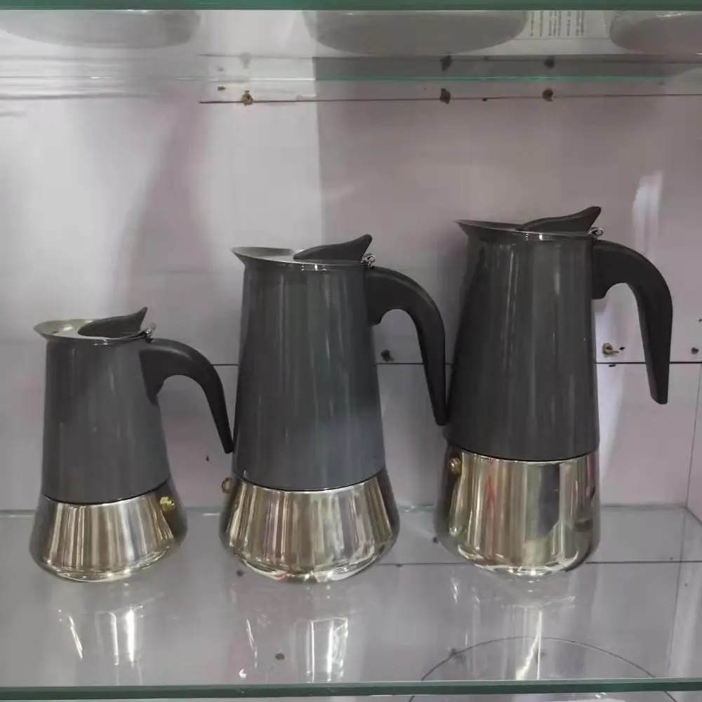Hihg Quality Eco-friendly Custom Wooden Grain Stovetop Maker Cooker Espresso Moka Pot Coffee Maker