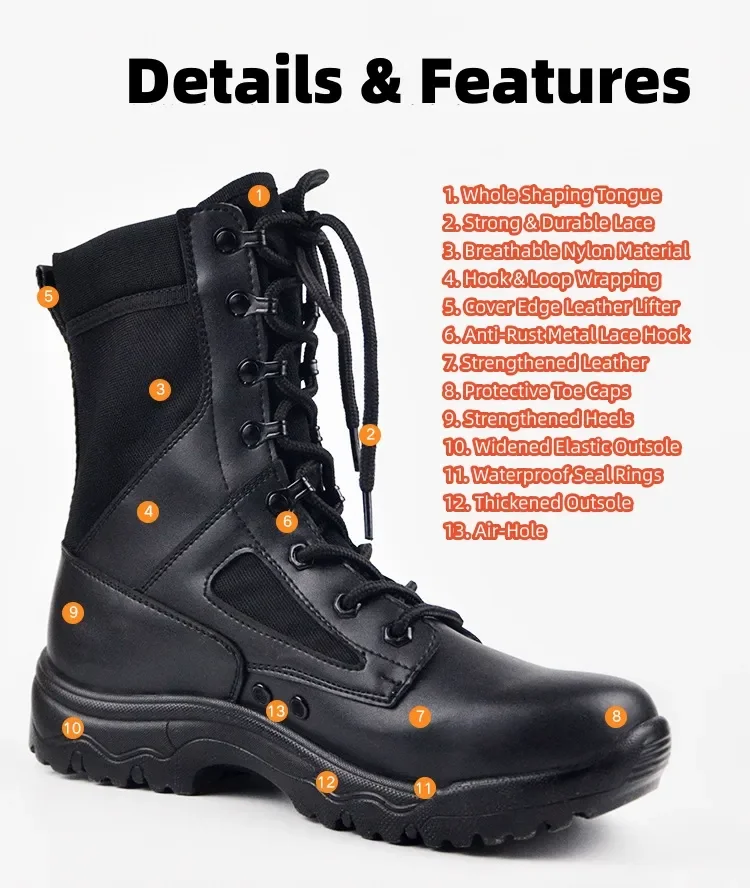 Hot Sales Breathable Mesh Light Weight Genuine Leather High-Cut Delta CQB Tactical Boots