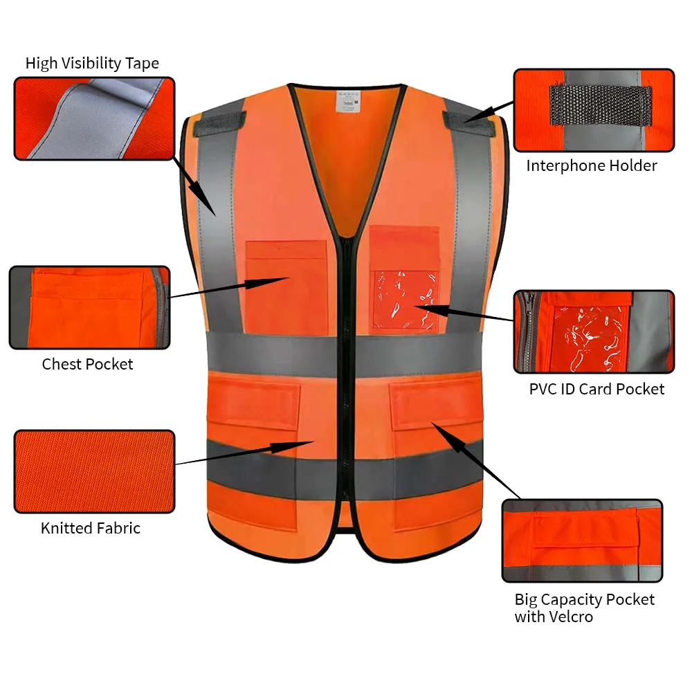 HCSP Reflective Strips Light Color Wholesale Zipper Closure Safety Vest Morocco