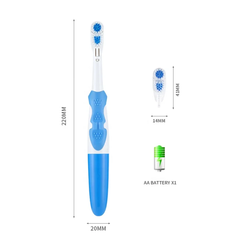 Hot sale cheap high vibration 2 heads soft bristle rotary round head adult electric toothbrush with battery