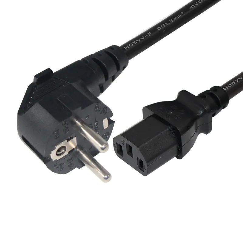 220v Plug Кабель питания европейского стандарта 3 Круглый контактный компьютер одобрено немецкой электротехнической асоциацией угол Schuko C13 шнур питания переменного тока