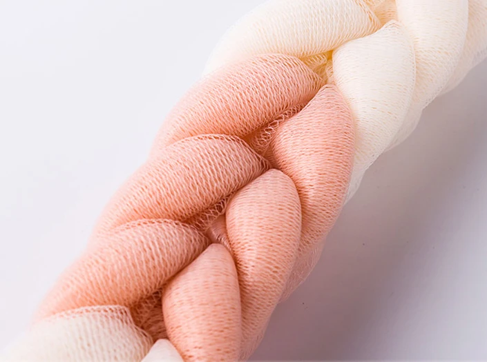 Wholesale price eco friendly long shaped mesh material pink loofah bath sponge