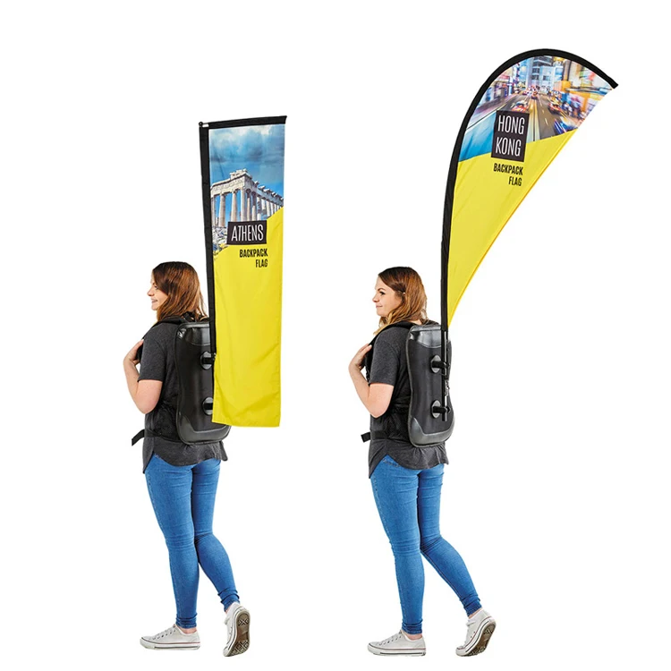 Wholesale Backpack Flag Pole Kit Advertising Teardrop Feather X Shaped Custom Printed Double Sided Backpack Flag Banner