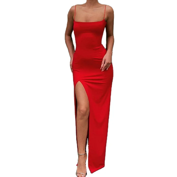 Latest Design Women Solid Color Sleeveless Vest Sling Bottoming Bodycon Cocktail sexy long Dress
