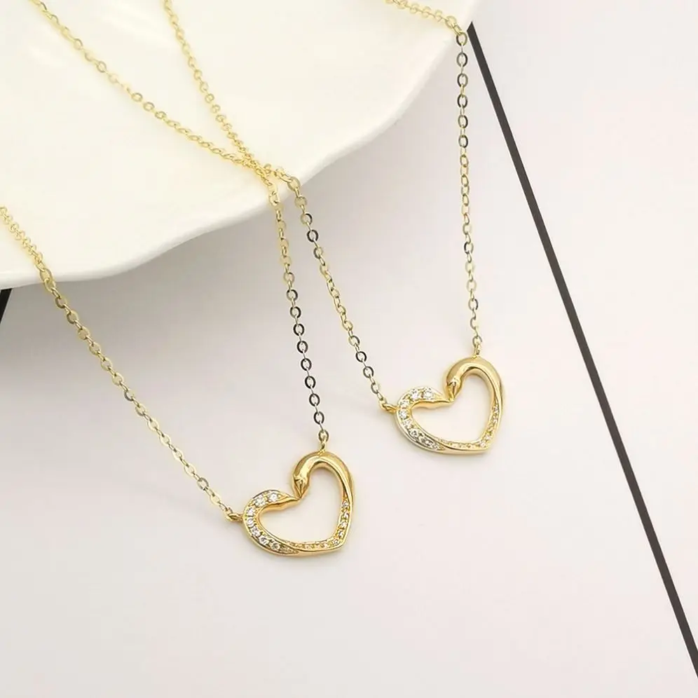 Pure Solid Gold Jewelry Diamond with Certificate Necklace AU750 Heart Shape Necklace Real Gold Jewelries 18K Gold Classic Trendy