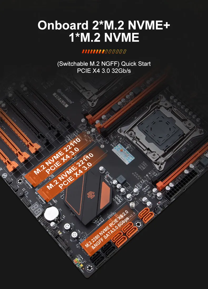 HUANANZHI 4 Channels X99-F8D PLUS Motherboard Support Xeon E5 DDR4 Memory Socket LGA 2011-3 desktop motherboard