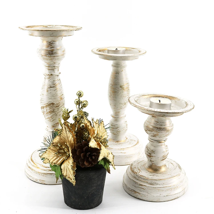 K&B high quality christmas iron metal pure white noble church prayer metal candlestick candleholder