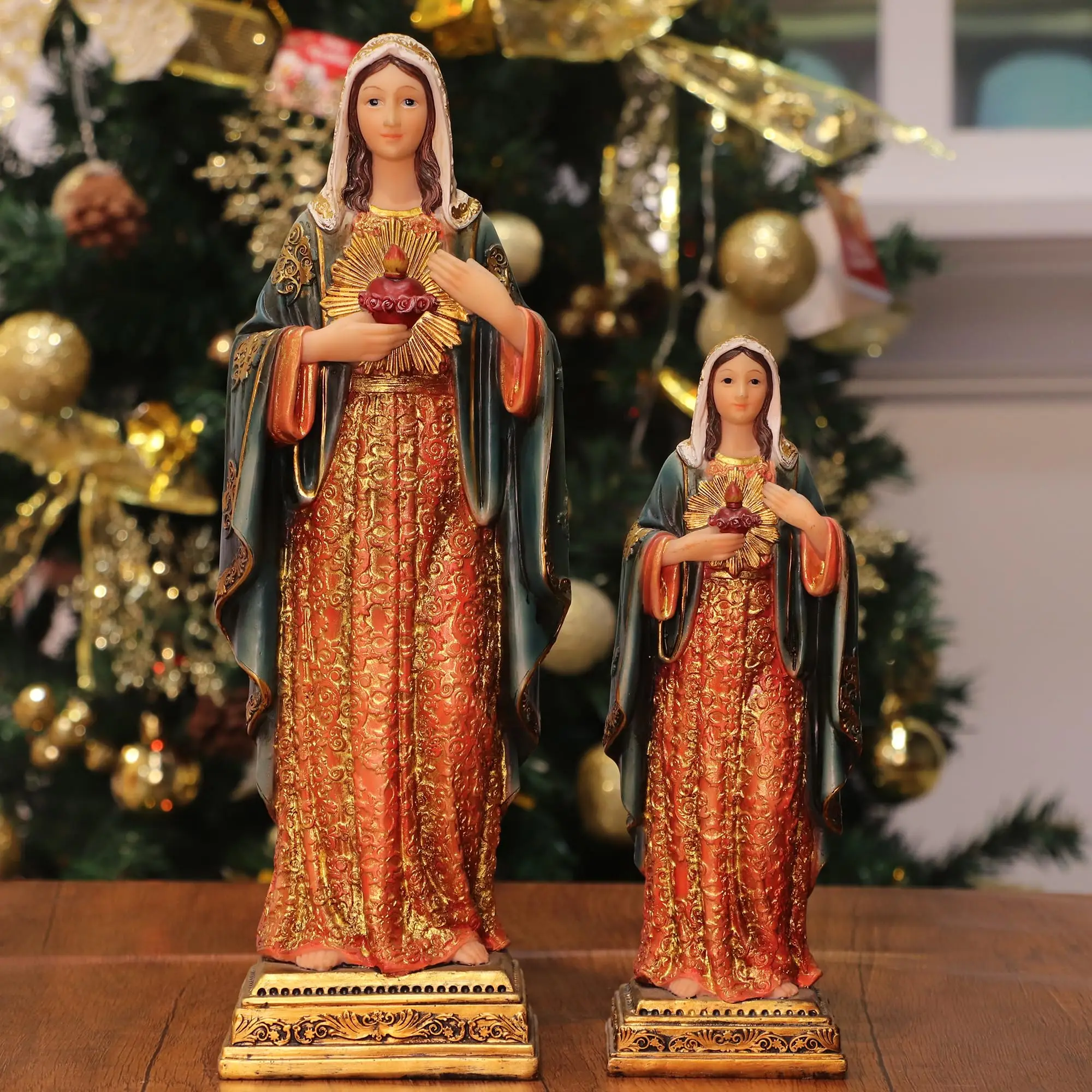 Virgin Mary Statue Sacred Heart Figure Resin Sculpture Savior Figurine Catholic Religious Gift Home Chapel Decoration