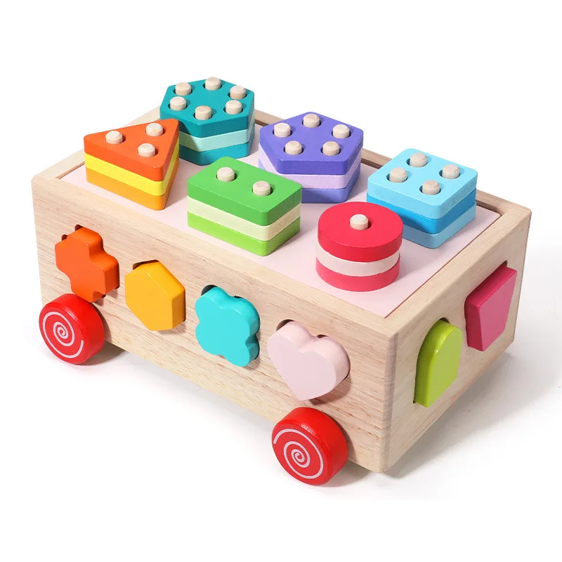 Multifunctional Educational Toys for Kids Color Sorter & Building Block Car Geometry S Matching Game for Boys & Girls