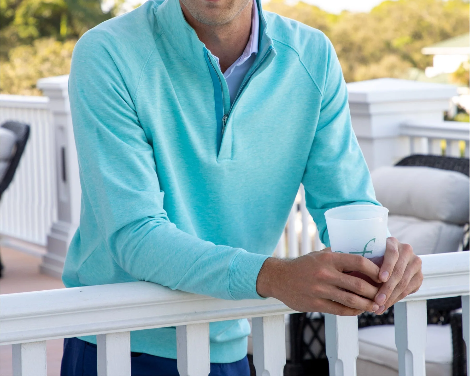 Wholesale Pullover High Quality Blank Golf Wear 92% Polyester 8% Spandex Quarter Zip Pullover