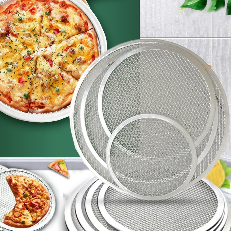 Hot Sale Thick Aluminum Alloy Round Pizza Baking Pizza Pan Screen Perforated Pizza Mesh Pan